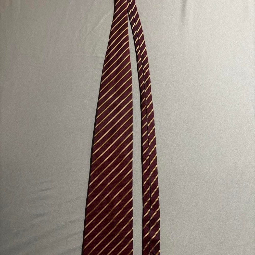 Balenciaga burgundy and gold diagonal striped tie Luxury Designer